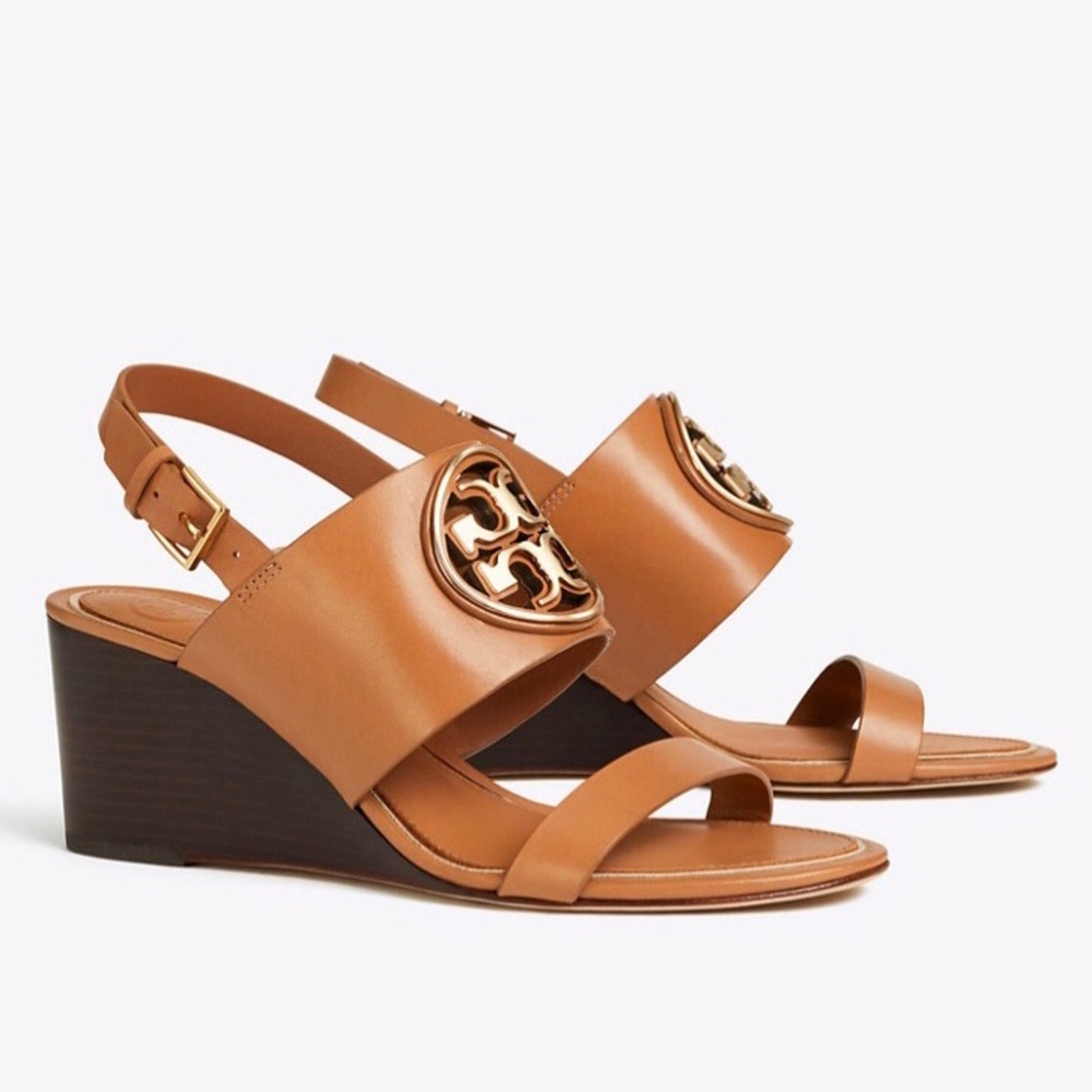 Tory Burch Miller Metal-Logo Wedge Sandal